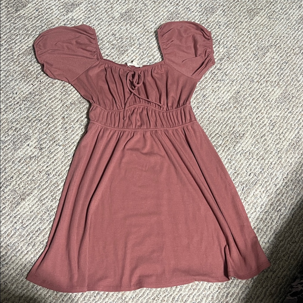 Rust Puff Sleeve Dress